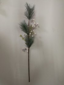 Kalėdinė dekoracija Šakelė, su baltomis uogomis ir baltais lapeliais/spygliukais, 61 cm