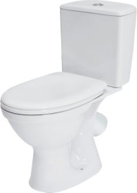 Klozetas CERSANIT Proma, pastatomas, dvigubas nuleidimas 3/6 L, horizontalus nuotakas, su kietos duroplasto dangtis, K03-036