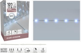 Šviečianti girlianda, su 192 LED, baltos šviesos, 8-ių funkc., ilgis 14,5 m, IP44
