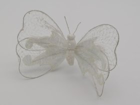 Prisegama eglutės dekoracija Drugelis, baltos sp., 22 cm, 6 vnt.