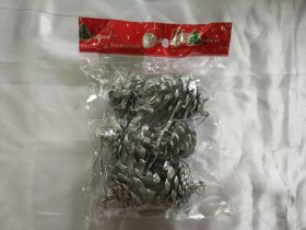 Eglutės žaisliukai Kankorėžiai, 6 vnt., sidabro sp., aukštis 5-6 cm