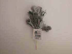 Kalėdinė dekoracija Šakelė, su auksiniais, blizgiais lapais, 21 cm