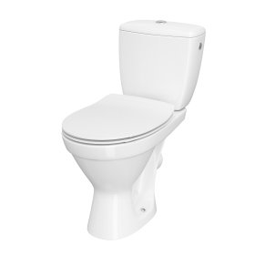 Klozetas CERSANIT Compact 696, pastat., 3/6 L, "Simpleon" f-ja, horizon. nubėgimas, įvadas iš šono, plinas, lėtai nusileidžiantis dangtis, K11-2338