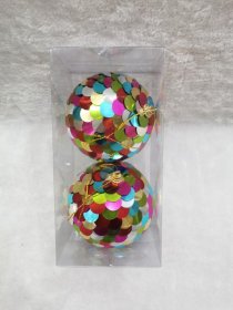 Eglutės žaisliukų rinkinys 2 vnt., spalvoti, pakabinami kamuoliukai, skersmuo 10 cm.