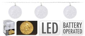 Šviečianti girlianda, su 10 LED burbulų, šiltos sp., burbulai baltos sp., ilgis 1,8 m, IP20