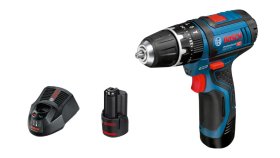 Akumuliatorinis smūginis suktuvas BOSCH Professional GSB, 12V-15, 2 akumuliatoriai 2,0 Ah, 25 priedai, sukimo momentas 15, 30 Nm, 10 mm griebtuvas, krepšys, 06019B690K