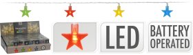 Šviečianti girlianda, su 10 LED, žvaigždžių formos, ilgis 1,3 m