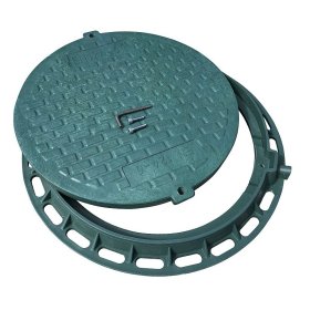 Kanalizacijos šulinio dangtis 4IQ RIN000012, A5, 740mm, 7,5kg, apkrova 0,5t, rakinamas, polimerinis, žalia sp.