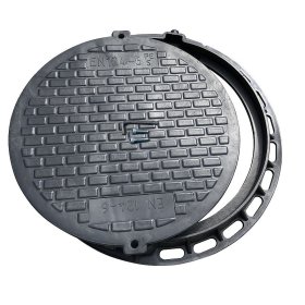 Kanalizacijos šulinio dangtis 4IQ RIN000017, A5, 740mm, 7,5kg, apkrova 0,5t, rakinamas, polimerinis, juoda sp.