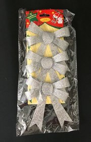 Kalėdinė dekoracija Kaspinai, sidabrinės sp., blizgantys, 3 vnt.