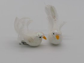 Prisegama eglutės dekoracija Paukšteliai, baltos sp., blizganti, 9 cm, 2 vnt.