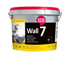 Vandeniniai vidaus dažai VIVACOLOR Wall 7, 2,7 l, A bazė, balti, matiniai