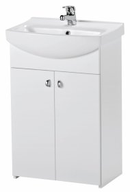 Vonios baldų komplektas CERSANIT Cersania 60, 79,4 x 57 x 36 cm, balta, komplekte: praustuvas, maišytuvas, sifonas, silikonas, Lenkija