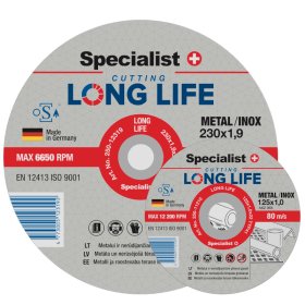 Abrazyvinis pjovimo diskas SPECIALIST+ INOX Long Life 125 x 0,8 x 22 mm, nerūdijančio plieno.