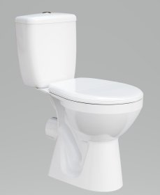Klozetas CERSANIT Mito Grey, Pastatomas, dvigubas nuleidimas 3/6 L, horizontalus nubėgimas, įvadas iš šono, su dangčiu