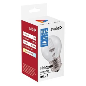 Halogeninė lempa AVIDE At-0447, 42W, E27 mini, P45, 624 lm