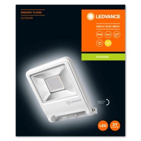 LED prožektorius LEDVANCE Endura, 50 W, 220-240 V, 3000 K, 4000 lm, IP65, 180°, 25.000 h, baltos sp.
