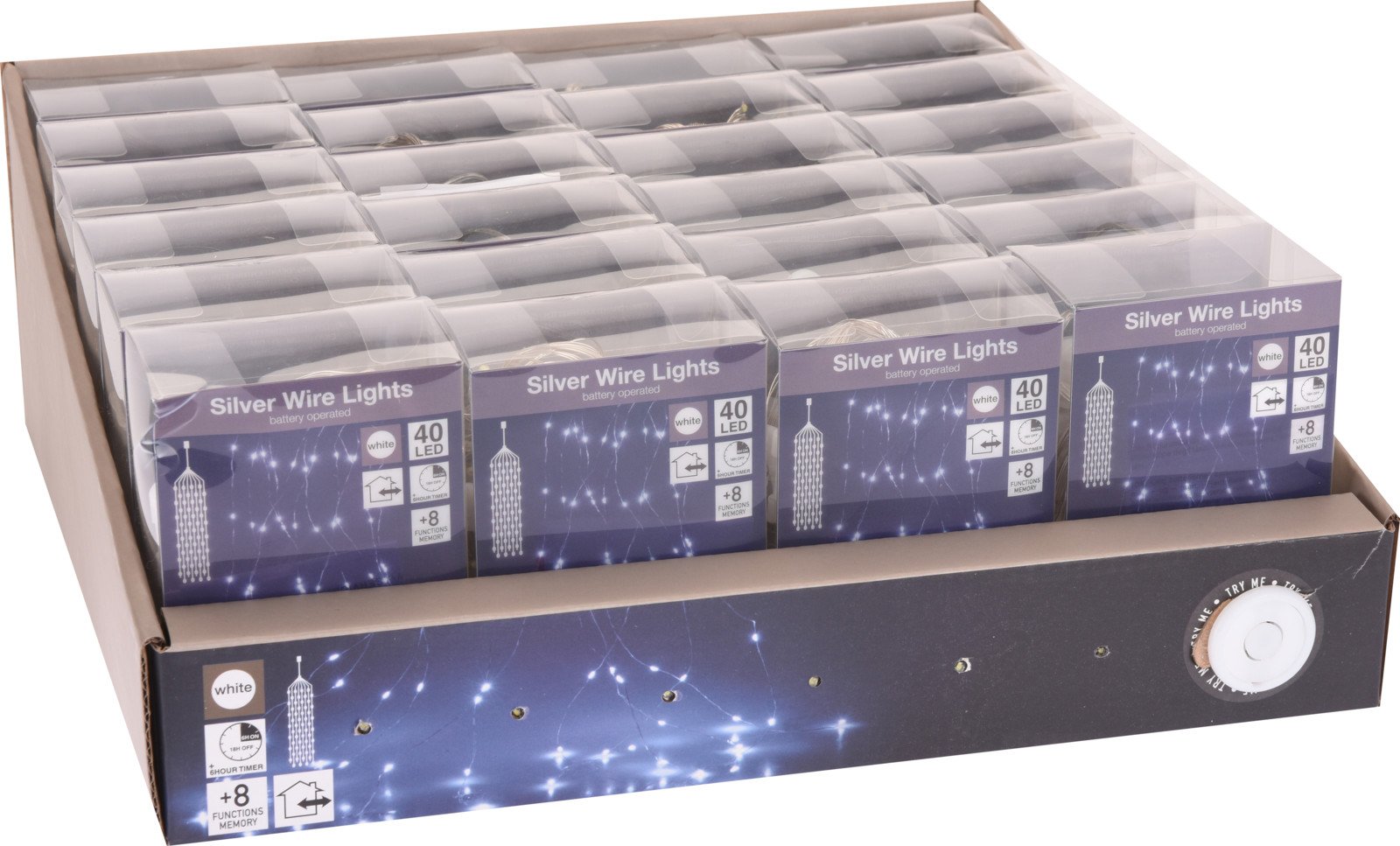 Šviečianti girlianda - užuolaida, su 40 LED, baltos šviesos, 80 cm, IP44