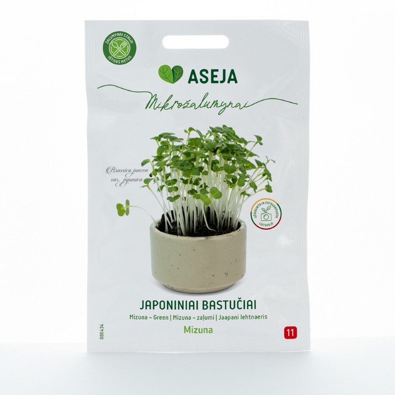 Daržovių sėklos, japoniniai bastučiai Mizuna, ASEJA mikrožalumynai, 5,5gr, 080434(11)