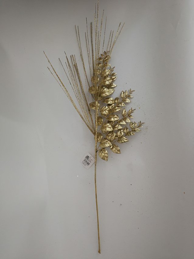 Kalėdinė dekoracija Šakelė, su aukso spalvos lapeliais, 88 cm