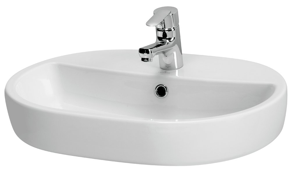 Praustuvas CERSANIT Caspia Oval 60, 60 x 42 x 10 cm, pastatomas, ovalus