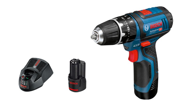 Akumuliatorinis smūginis suktuvas BOSCH Professional GSB, 12V-15, 2 akumuliatoriai 2,0 Ah, 25 priedai, sukimo momentas 15, 30 Nm, 10 mm griebtuvas, krepšys, 06019B690K