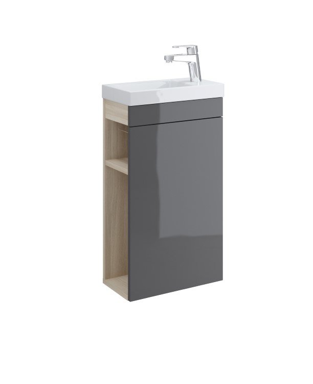 Vonios baldų komplektas CERSANIT Smart Como, 73 x 40 x 22 cm, pilkas, komplekte praustuvas ir veidrodis