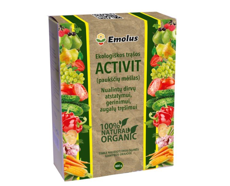 Organinės, granuliuotos, ekologinės trąšos  ACTIVIT 0,8 kg.