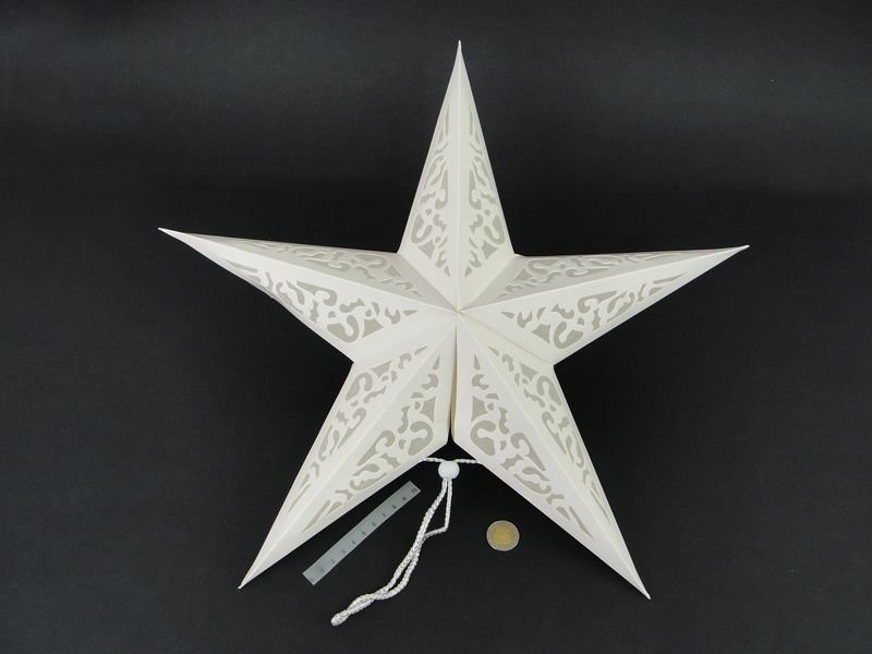Eglutės žaisliukas Žvaigždė, popierinis, baltos sp., 50 x 50 cm