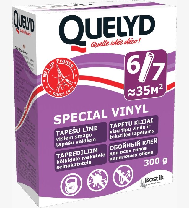 Tapetų klijai QUELYD Special Vinyl, 300 G, Klijai visų tipų viniliniams tapetams, reljefiniams, veliūriniams ir audinio apmušalams