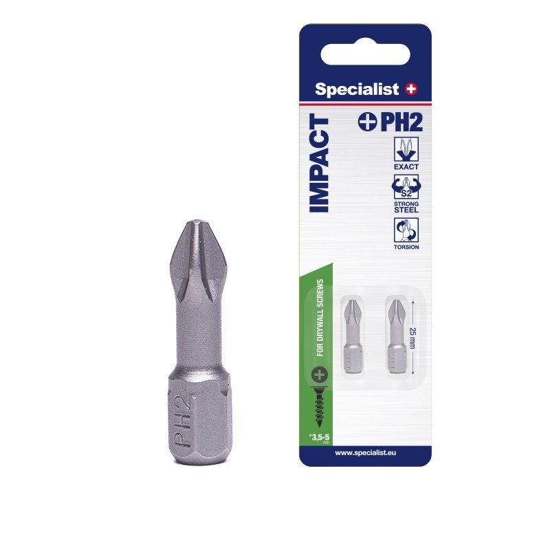 Antgaliai SPECIALIST+ 24/2-052 PH2, 25 mm, 2 vnt.